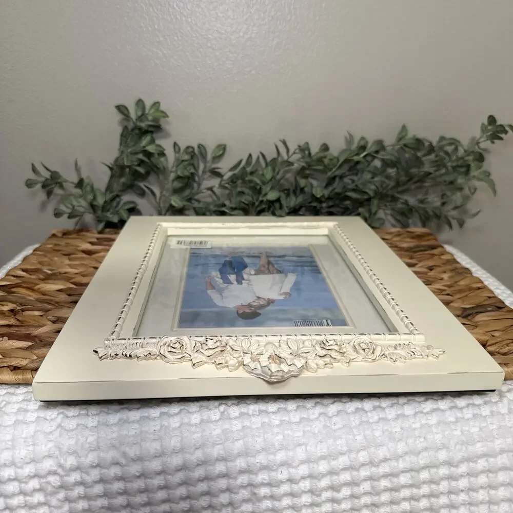 Melannco Ivory Ornate Picture Frame 8x10 5x7 Matted Floral Glass Frame NOS